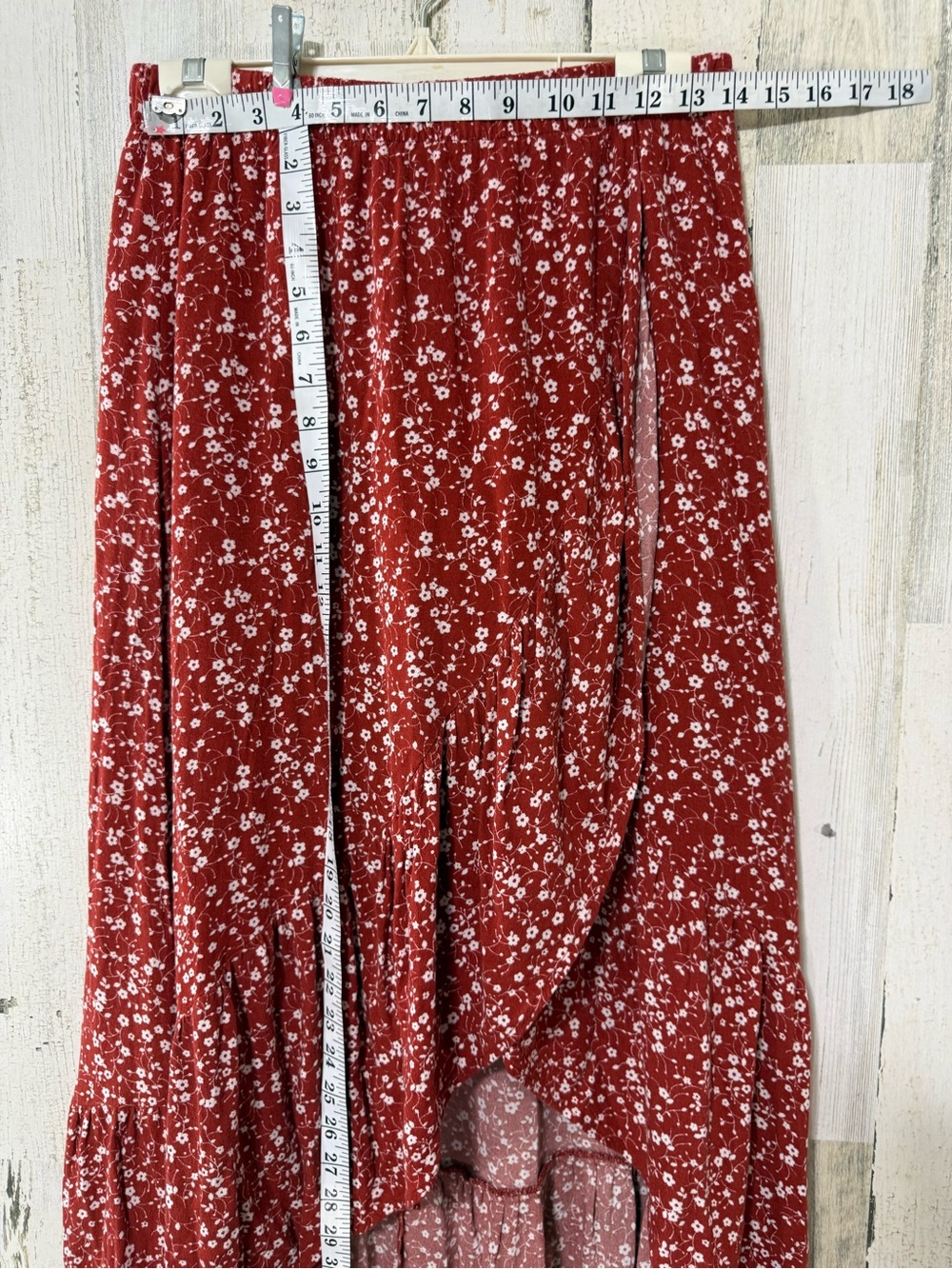 Blue Rain Red Floral Asymmetrical Hi-Low Wrap Skirt - Picture 8 of 11